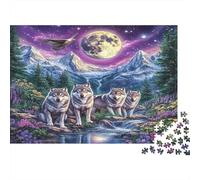 Lupi sotto la luna Puzzle 1000 Pezzi Carta riciclata per adulti Puzzle per adulti Gioco difficile e stimolante Gioco familiare divertente Ottima idea regalo per il relax 70x50cm/1000pcs