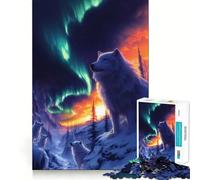 Lupi sotto l'aurora boreale - Puzzle da 1000 pezzi - Gioco di abilità mentale - Taglio di precisione - Hobby affascinante per i momenti di svago (38x26cm)