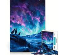 Lupi sotto l'aurora boreale - Puzzle da 1000 pezzi - Memory Train - Divertente superficie liscia e priva di sbavature - Sfida stimolante per il tempo libero (38x26cm)