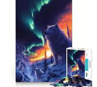 Lupi sotto l'aurora boreale - Puzzle per adulti da 1000 pezzi - Gioco di logica e allenamento - Incastro perfetto - Attività per rafforzare i legami affettivi (50x75cm)