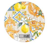 Lupia Bilancia Digitale in Vetro Temperato decorato LIMONI E ACANTO D.18,5 cm