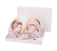 Lupia - Bomboniera con Scatola Bianca Quadretto in Legno Memory Sacra Famiglia The Kiss Ceramic 15x21 cm, Idea Regalo per Matrimonio Cresima Comunione Battesimo Anniversario Compleanno
