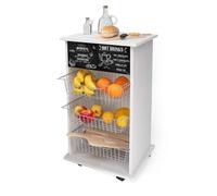 Carrello cucina portafrutta legno bianco WHITE BLACKBOARD salvaspazio 40X45H85cm