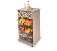 Carrello cucina portafrutta legno Vintage LEAVES TILES salvaspazio 40X45H85 cm