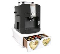 Lupia - Cassetto Porta Cialde Caffè e Porta Capsule 27x33x11 cm ROSE HEART, Contenitore Organizer per Caffè, Tè, Tisane e Zucchero, Angolo Bar in Legno Bianco Antimacchia per casa e ufficio