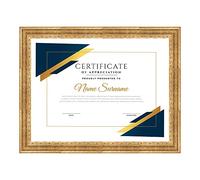 Lupia - Cornice per Attestati in Legno, ROVESCIA Barocco Oro, pergamene, diplomi, Compatibile Formati Vari, Protezione in Acrilico, Verticale/Orizzontale, Foto, Stampe, da Parete 21x29,7 cm A4