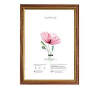 Lupia - Cornice portafoto da parete noce con profilo oro BRUN, per foto, stampe artistiche, poster, quadri moderni 25x35cm