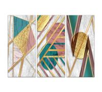 Lupia - Grande Quadro Moderno 3 Pezzi, Stampa su Tela 100x150 cm, Figure Geometriche astratte per Soggiorno e Camera da Letto, Decorazioni Parete, Tela Astratto, Colori Vivaci, Legno