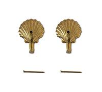 Lupia - Kit 2 Ganci Conchiglia Grande Oro, per Quadri, Specchiere e Cornici, Metallo Dorato, Include Chiodini per Il Fissaggio, Adatti a Tutti Gli Ambienti, Dimensioni 3,9x2,8 cm