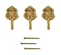 Lupia - Kit 3 Ganci Stemma Oro per Quadri, Specchiere e Cornici, Metallo Dorato, Finitura Artistica, Adatti a Tutti Gli Ambienti, Include Chiodini per Il Fisaggio, Dimensioni 3,3x1,8 cm