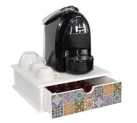 Lupia - Organizer Porta Capsule e Cialde Caffè, Cassetto Contenitore Bianco in Legno, Adatto per la cucina, angolo bar, ufficio, White TILES, Design Elegante, 33x33 cm