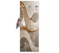 Lupia - Appendiabiti da Parete moderno con pannello in legno Stampato, ELEGANT ABSTRACT 46x125 cm, Design grigio oro, 5 Ganci in metallo, Stampa HD, ingresso soggiorno camera da letto