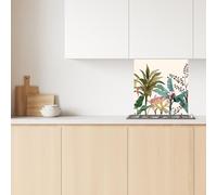 Lupia Pannello Paraschizzi Schienale Cucina con decorazione stampata, BANANA LEAVES, in Alluminio composito, Facile da applicare, Lavabile Ignifugo Resistente all'Acqua 60xH62,5 cm
