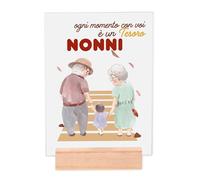 Lupia - Portafoto Targa 15x20 cm TESORO DEI NONNI con protezione in Vetro e supporto da tavolo in legno, senza Cornice, Idea Regalo con Scatola e poster grafica per la festa dei nonni