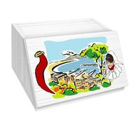 Lupia Portapane NAPOLI CARTOON Contenitore Cibo Secco in legno 30x40x20 cm