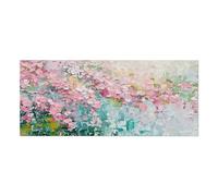 Lupia - Quadro moderno Canvas World FLOWERS PINK 52x122 cm, Stampa su Tela effetto Pennellate tridimensionale, Telaio in Legno, per soggiorno capezzale camera da letto, ufficio, fiori rosa