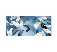 Lupia - Quadro Moderno Canvas World Sky Leaves, Stampa su Tela, Telaio in Fibra di Legno, Foglie nei Toni del Blu, 52x122 cm, per Soggiorno capezzale Camera da Letto, Ufficio