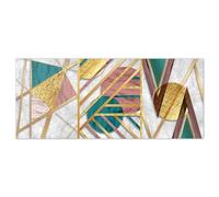 Lupia - Quadro Moderno Canvas World, Stampa su Tela, Geometrie Astratte in Verde, Rosa e Oro, Telaio in Fibra di Legno, 52x122 cm, per Soggiorno, capezzale Camera da Letto, Ufficio