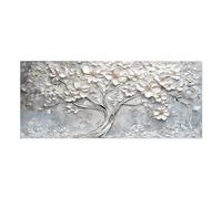Lupia - Quadro moderno Canvas World TREE FLOWERS WHITE 52x122 cm, Stampa su Tela effetto Pennellate tridimensionale, Albero della Vita, Telaio in Legno, soggiorno capezzale camera da letto ufficio