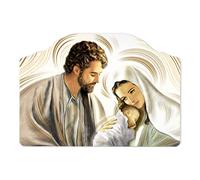 Lupia - Quadro Moderno Capezzale Nativity Brown Sacra Famiglia, Stampa Artigianale Made in Italy, Adatto a Tutti Gli Stili, Multicolore, 46x65 cm, Legno