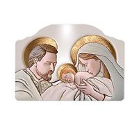 Lupia - Quadro Moderno Capezzale The Kiss Ceramic Sacra Famiglia, Stampa su Pannello in Legno Ecologico, su tavola Lavorata, Artigianale Made in Italy, Multicolore, 46x65 cm, Legno