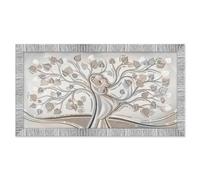 Lupia - Quadro Moderno con Cornice Bianca Argento, Stampa su Legno con Glitter, GIOVY Albero Abbraccio Mix, Tema Amore e Famiglia, per Soggiorno, Camera da Letto, Ufficio, 60x110 cm, Made in Italy