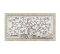 Lupia - Quadro Moderno con Cornice Bianca Oro, Stampa su Legno con Glitter, GIOVY Albero Abbraccio Mix, Tema Amore e Famiglia, per Soggiorno, Camera da Letto, Ufficio, 60x110 cm, Made in Italy