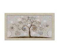 Lupia - Quadro Moderno con Cornice GIOVY Bianca Oro, Tree Mix, Stampa su Pannello in Legno con Glitter, Adatto per Soggiorno, Camera da Letto, Cucina, Ufficio, 60x110 cm, Tema Albero della Vita