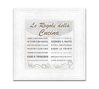 Lupia - Quadro Moderno con mattonella Ceramica Stampata, Cornice Shabby Boston 30x30 cm Le Regole della Cucina Cornice Boston White