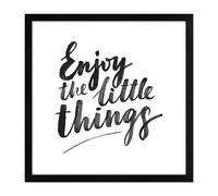 Lupia - Quadro Moderno in legno mdf con Cornice OPTICAL in Legno Sottile Nera ENJOY THE LITTLE 32x32 cm, Poster con Frasi motivazionali, decorazione arredo Casa, Ufficio, Regalo, Pronto da Appendere