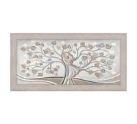 Lupia - Quadro moderno, per soggiorno camera da letto, con cornice BOSTON colore BEIGE, 50x100 cm, ALBERO ABBRACCIO MIX stampa su pannello in legno, stile Albero della Vita, amore e famiglia