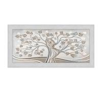 Lupia - Quadro moderno, per soggiorno camera da letto, con cornice BOSTON colore Grigio GREY, 50x100 cm, ALBERO ABBRACCIO MIX stampa su pannello in legno, stile Albero della Vita, amore e famiglia