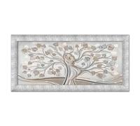 Lupia - Quadro moderno PRINCE su tela e cornice PRINCE ALBERO ABBRACCIO MIX SILVER, Eleganza artigianale, Glitter argento/oro, 63x133 cm, Adatto a soggiorno e camera da letto, Cornice legno