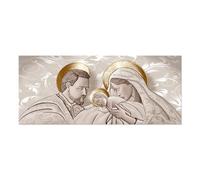 Lupia - Quadro moderno sacra famiglia Canvas Prime THE KISS SHABBY BROWN 38x90 cm, Stampa su Tela, Telaio in Fibra di Legno, per soggiorno capezzale camera da letto, ufficio