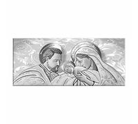 Lupia - Quadro Moderno Sacra Famiglia, su tela poliestere con brillantini Glitter, Natività BRILLANT 52x122 cm THE KISS SHABBY GREY, Adatto per Soggiorno e capezzale Camera da Letto, Grigio