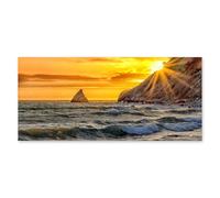 Lupia - Quadro moderno su Tela Canvas DEEP 65X143 cm, con paesaggi e localismi italiani, per casa, soggiorno, capezzale camera da letto, hotel, ufficio, ANCONA - ALBA SPIAGGIA LA VELA PORTON