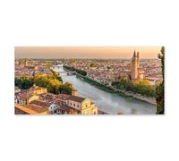 Lupia - Quadro moderno su Tela Canvas DEEP 65X143 cm, con paesaggi e localismi italiani, per casa, soggiorno, capezzale camera da letto, hotel, ufficio, VERONA - PANORAMA