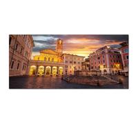 Lupia - Quadro moderno su Tela Canvas DEEP 65X143 cm, con paesaggi e localismi italiani, per casa, soggiorno, capezzale camera da letto, hotel, ufficio, ROMA - BASILICA NS SIG.RA IN TRASTEVERE