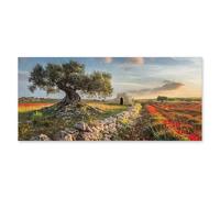 Lupia - Quadro moderno su Tela Canvas DEEP 65X143 cm, con paesaggi e localismi italiani, per casa, soggiorno, capezzale camera da letto, hotel, ufficio, PUGLIA - CAMPAGNA SALENTINA