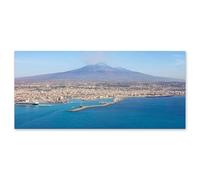 Lupia - Quadro moderno su Tela Canvas DEEP 65X143 cm, con paesaggi e localismi italiani, per casa, soggiorno, capezzale camera da letto, hotel, ufficio, CATANIA - PANORAMA ETNA