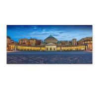 Lupia - Quadro moderno su Tela Canvas DEEP 65X143 cm, con paesaggi e localismi italiani, per casa, soggiorno, capezzale camera da letto, hotel, ufficio, NAPOLI - PIAZZA PLEBISCITO SERA