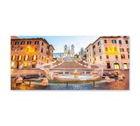 Lupia - Quadro moderno su Tela Canvas DEEP 65X143 cm, con paesaggi e localismi italiani, per casa, soggiorno, capezzale camera da letto, hotel, ufficio, ROMA - PIAZZA DI SPAGNA