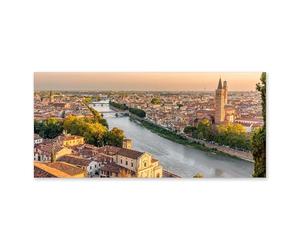Lupia - Quadro moderno su Tela Canvas DEEP 65X143 cm, con paesaggi e localismi italiani, per casa, soggiorno, capezzale camera da letto, hotel, ufficio, VERONA - PANORAMA