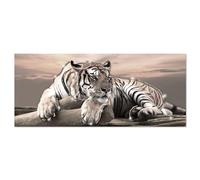 Lupia - Quadro Moderno su Tela con Brillantini e Glitter, BRILLANT tema TIGRE Bianca, Made in Italy, Pronto da Appendere, 122L x 52l cm, Legno, per soggiorno, capezzale camera da letto, ufficio