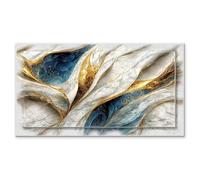 Lupia - Quadro moderno su Tela con Cornice stampata, NEWEXT 75x135 cm FLUID GOLD BLUE, stampa tela in cotone e cornice legno mdf, soggiorno, camera da letto, cucina, ufficio