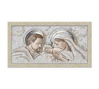Lupia - Quadro Moderno The Kiss Ceramic Mix Sacra Famiglia GIOVY, Decorazione Glitter, Cornice Legno Striata Oro, Adatto per Camera da Letto, Soggiorno e Ufficio, 60x110 cm, Stampa su Legno