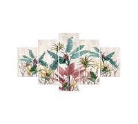 Lupia - Quadro Moderno Vogue 66x115 cm Banana Leaves Beige a 5 Pezzi, Stampe Artistiche modulari e Digitali, Pannelli in Legno Ecologico MDF, Pronti da Appendere, Soggiorno e Camera da Letto, Ufficio