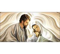 Lupia - Quadro su Tela Sacra Famiglia Canvas Deep 77X143 Nativity Brown