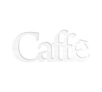 Lupia - Scritta in Legno 3D CAFFE', WOODWRITE colorazione bianca, 55x24x1 cm,