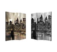 Lupia - Separe' Divisorio Paravento Brooklin 176x135,6x3,2 cm 3 Ante in Legno con Tela Stampata Fronte Retro bifacciale